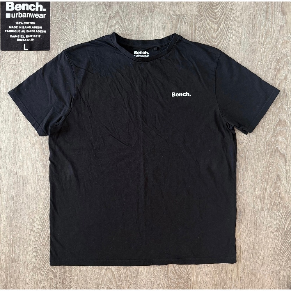 Bench Urbanwear Mens Black Cotton Logo Graphic Short Sleeve T-Shirt Large Y2K